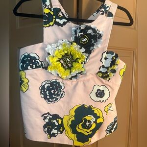 MSGM Couture Pink Top with Floral Appliqué